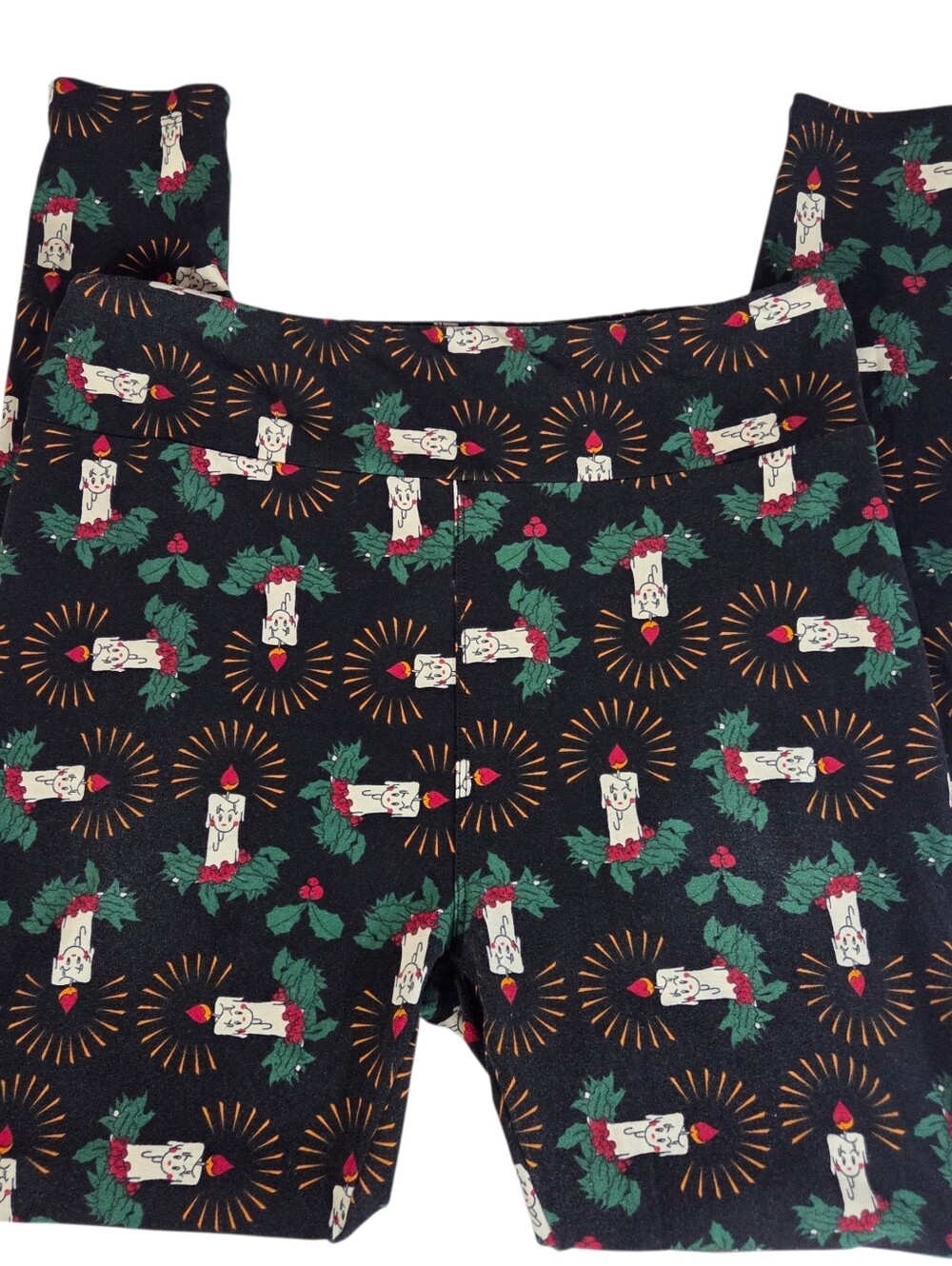 🔥4/$20 LulaRoe Christmas Candle Leggings Tall & Curvy -Black, White & Green
